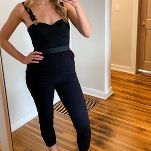 Material Girl. Black Bustier Jumpsuit